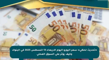 «تحديث لحظي» سعر اليورو اليوم الأربعاء 13 أغسطس 2025 في البنوك وكيف يؤثر على السوق المحلي